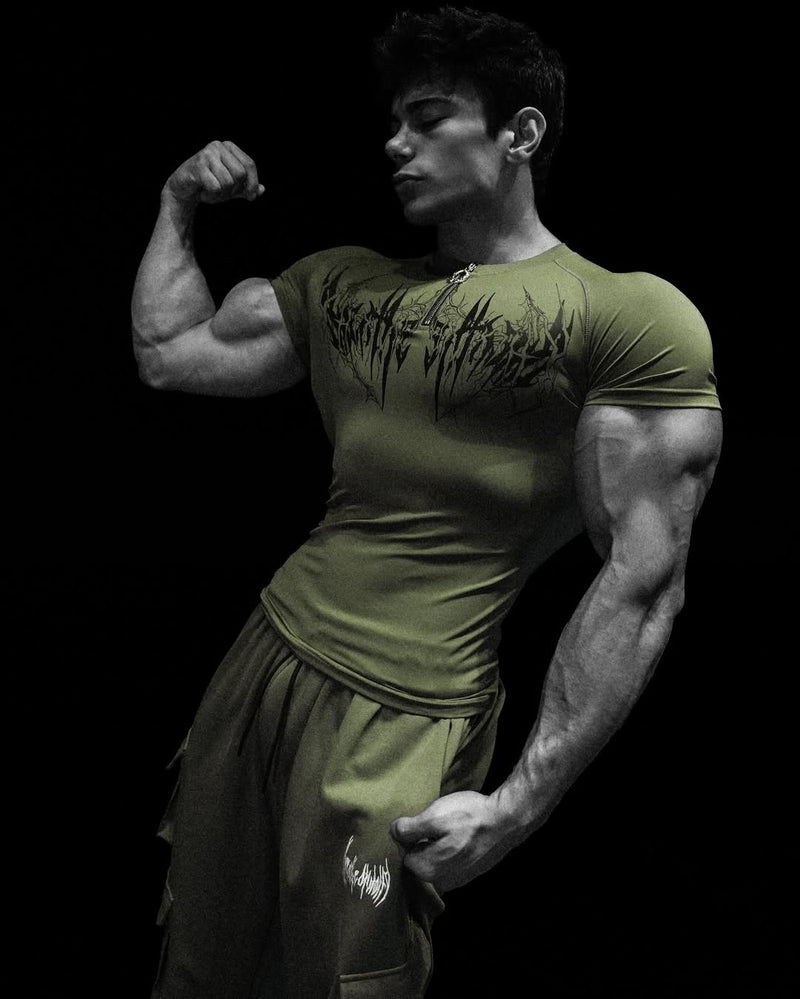 VOID TECH™ DEATHWING SHORTSLEEVE QUARTER ZIP COMPRESSION [OLIVE GREEN]