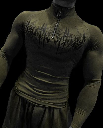 VOID TECH™ DEATHWING LONGSLEEVE QUARTER ZIP COMPRESSION [OLIVE GREEN]