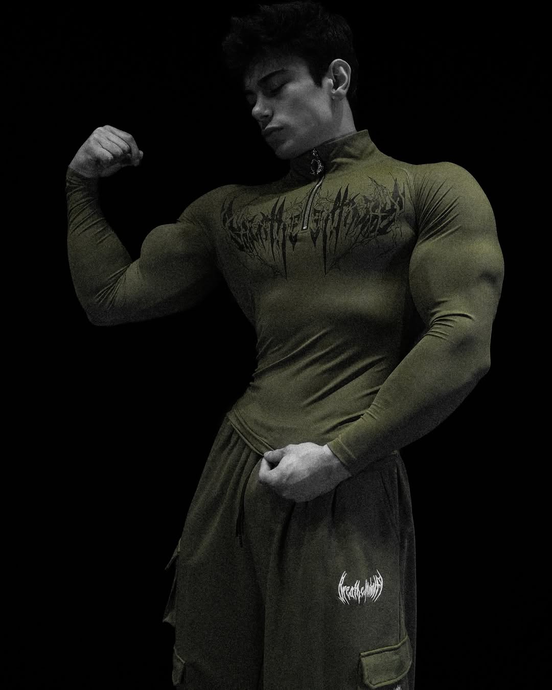 VOID TECH™ DEATHWING LONGSLEEVE QUARTER ZIP COMPRESSION [OLIVE GREEN]