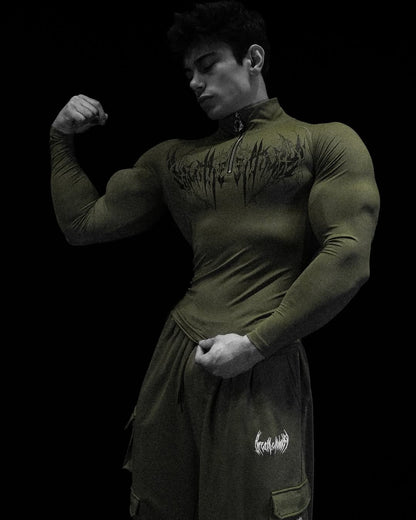 VOID TECH™ DEATHWING LONGSLEEVE QUARTER ZIP COMPRESSION [OLIVE GREEN]
