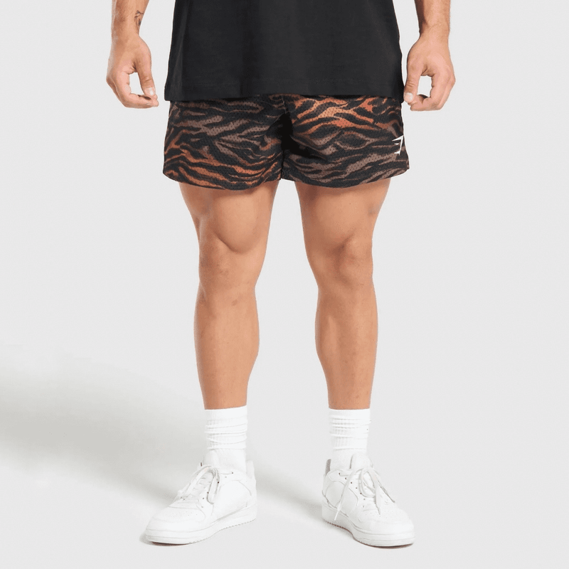 PRINTED MESH 5″ SHORTS TERRACOTA ORANGE