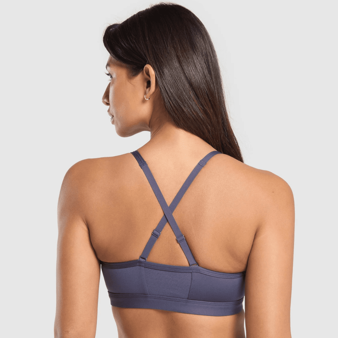 RUCHED SPORTS BRA WEIGHTED PURPLE